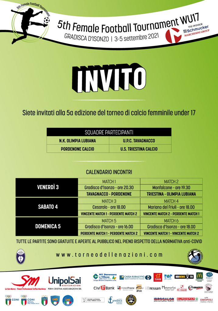 Il programma del Female Football Tournament (3-5 settembre 2021)