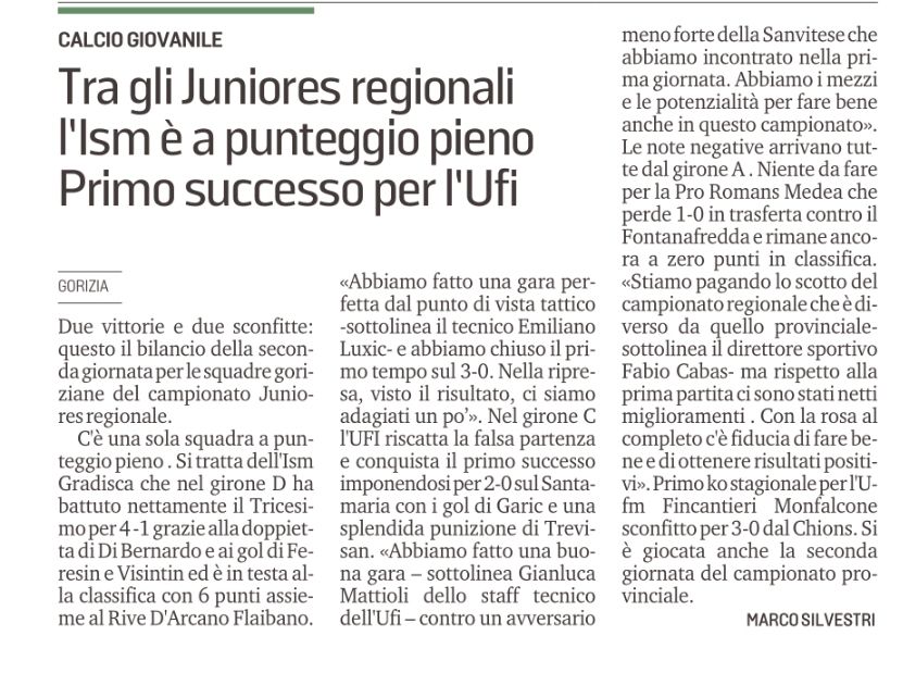Juniores ancora a punteggio pieno